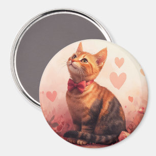 Abessinierkatze mit Rosen - Valentinstag Magnet