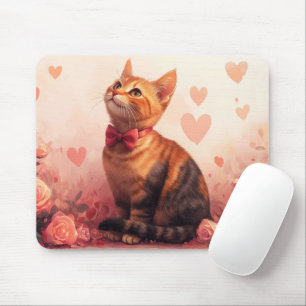 Abessinierkatze mit Rosen - Valentinstag Mousepad