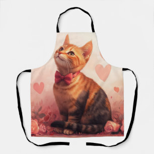 Abessinierkatze mit Rosen - Valentinstag Schürze