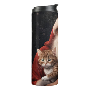 Abessinierkatze mit Santa Claus Festliches Weihnac Thermosbecher