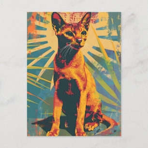 Abessinierkatze Vintage-Kunst Postkarte