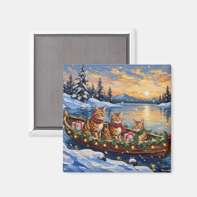 Abessinierkatze Weihnachten Boot Urlaub Magnet (Vorderseite/Rückseite)