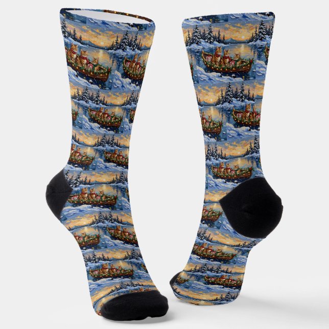 Abessinierkatze Weihnachten Boot Urlaub Socken (Gewinkelt)