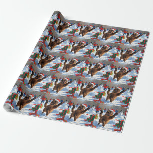 Abessinierkatze Weihnachten Festliche Schneeszene Geschenkpapier