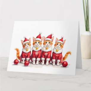 Abessinierkatze Weihnachtskleid Santa Hut Karte