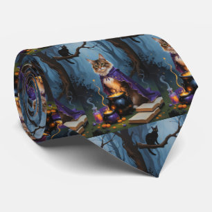 Abessinierkatze - Whimsical Halloween-Malerei Krawatte