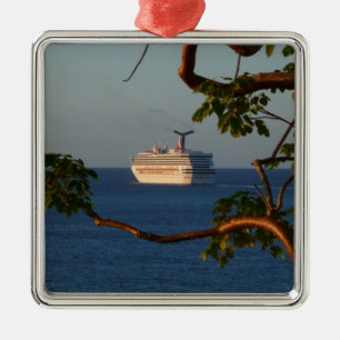 Abfahrt bei Sunset I Cruise Vacation Silbernes Ornament