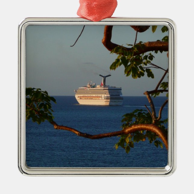 Abfahrt bei Sunset I Cruise Vacation Silbernes Ornament (Vorne)
