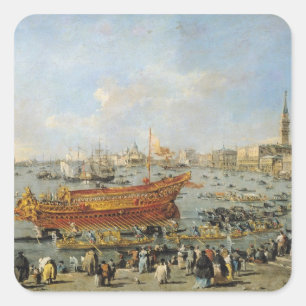 Abfahrt des "Bucentaur" für das Lido Quadratischer Aufkleber