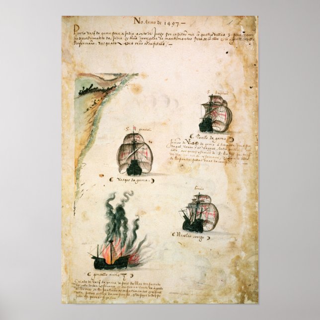 Abfahrt von Vasco da Gama Poster (Vorne)