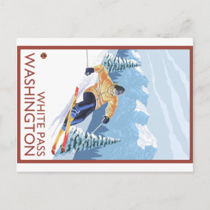 Abfahrts-Skiläufer - White Pass, Washington Postkarte
