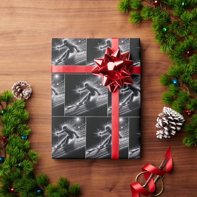 Abfahrtskier mit leichten Wegen Geschenkpapier (Feiertagsgeschenk)