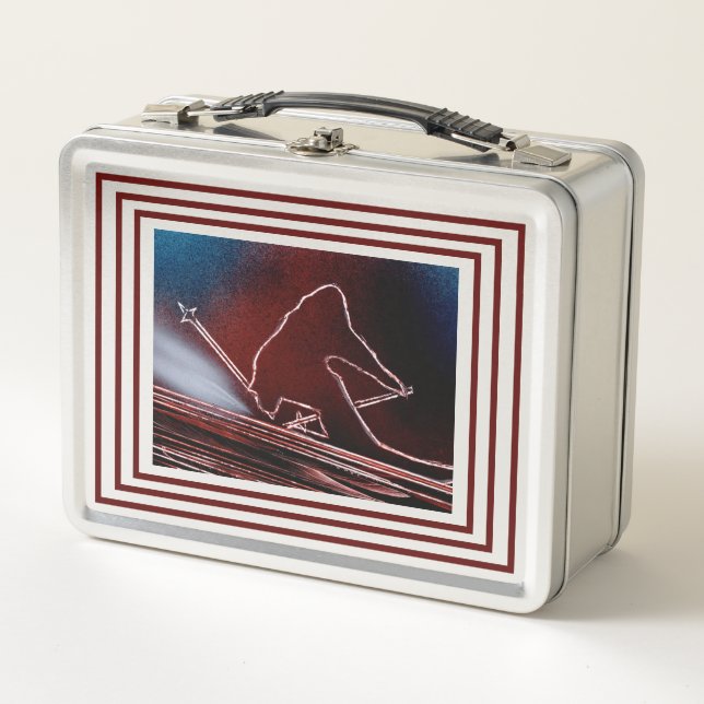 Abfahrtsläufer Metall Brotdose (Vorderseite)