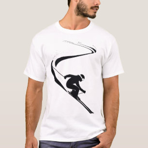 Abfahrtsläufer Skifahren Schnee Berg Sport Skilieb T-Shirt
