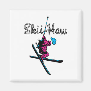Abfahrtsschneeski Skifahren Winter Sport Cowboy Magnet