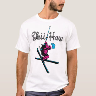 Abfahrtsschneeski Skifahren Winter Sport Cowboy T-Shirt