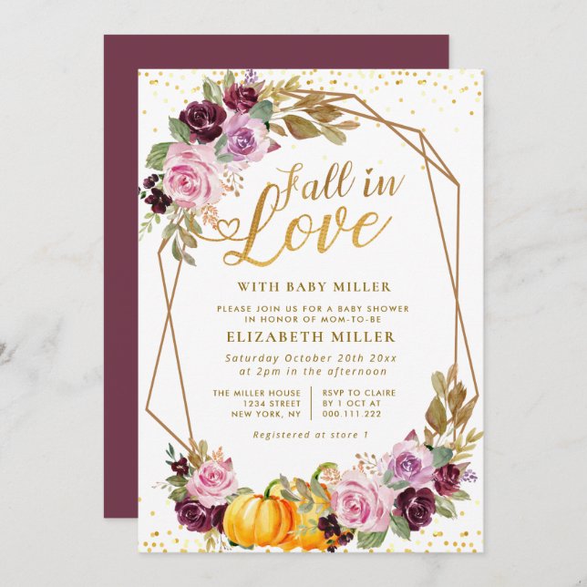 Abfall der lila Blütendusche der Liebe Einladung (Vorne/Hinten)