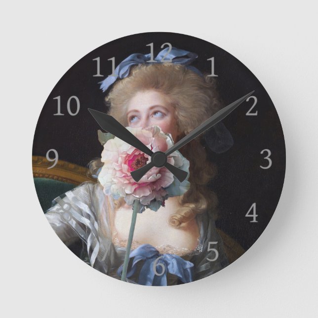 Abfall mit rosafarbener Peonie Runde Wanduhr (Vorderseite)