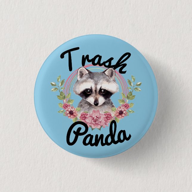 Abfall-Pandaraccoon-Zeichnen Button (Vorderseite)