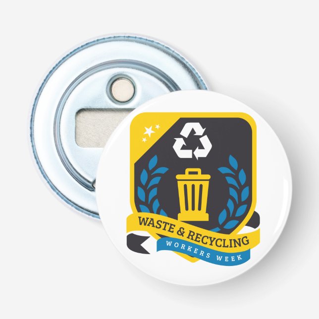 Abfall und Recycelnd Arbeitnehmer Woche Flaschenöf Flaschenöffner (Vorderseite)