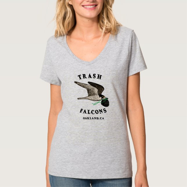 Abfallfalcons Offiziell V-Neck T Shirt - Light Gra (Vorderseite)