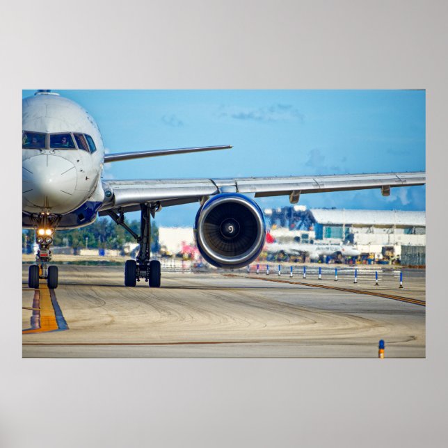 Abflug des Flugzeugs Poster (Vorne)