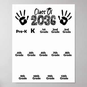 Abgänger 2036 Wächst Mit Mir T-Shirt Handabdruck P Poster