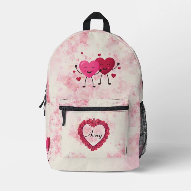 Abgeblendete Aquarellbilder mit Cartoon Herz Bedruckter Rucksack (Vorderseite)
