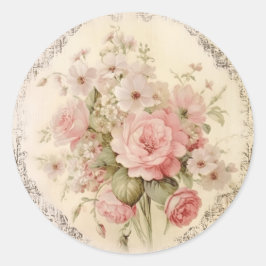Abgeblendetes Grandeur, rosa Shabby Chic Runder Aufkleber
