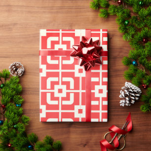 Abgeblendetes Red MCM Mitte Jahrhundert Abstrakt M Geschenkpapier