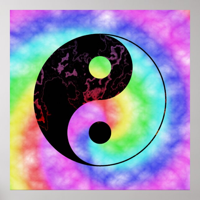Abgeblendetes Regenbogen Yin Yang Poster (Vorne)