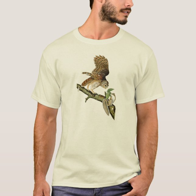 Abgehaltene Eulen-John James Audubon-Vögel von T-Shirt (Vorderseite)
