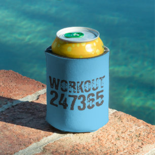 Abgelaufener und kratzter Text Workout 247365 Blau Dosenkühler
