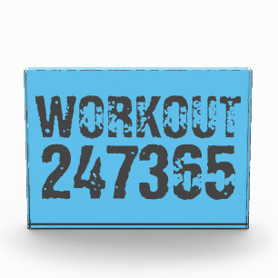 Abgelaufener und kratzter Text Workout 247365 Blau Fotoblock