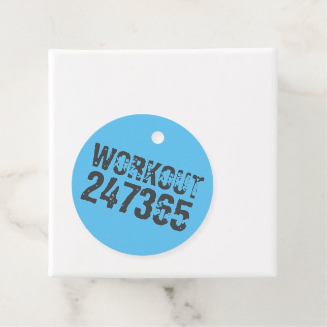 Abgelaufener und kratzter Text Workout 247365 Blau Geschenkanhänger (Beispiel)