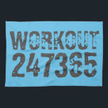 Abgelaufener und kratzter Text Workout 247365 Blau Geschirrtuch<br><div class="desc">Abgelaufener und kratzter Text Workout 247365 in grauer Farbe mit blauem Hintergrund. Perfekt für alle,  die sich im Fitnessraum bewegen,  Fitness,  trainieren,  Bodybuilding und trainieren.</div>