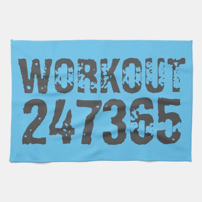Abgelaufener und kratzter Text Workout 247365 Blau Geschirrtuch (Horizontal)