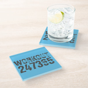 Abgelaufener und kratzter Text Workout 247365 Blau Glasuntersetzer