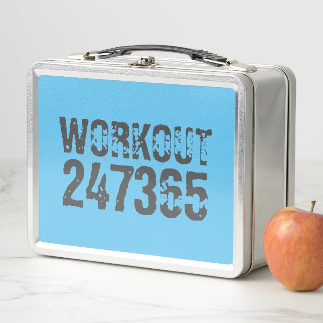 Abgelaufener und kratzter Text Workout 247365 Blau Metall Brotdose (Beispiel)