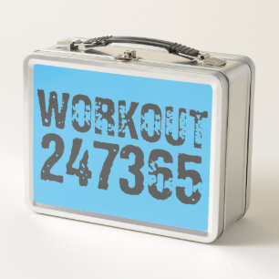 Abgelaufener und kratzter Text Workout 247365 Blau Metall Brotdose