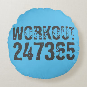 Abgelaufener und kratzter Text Workout 247365 Blau Rundes Kissen