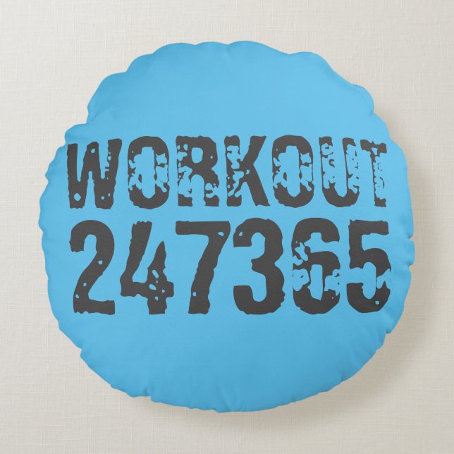 Abgelaufener und kratzter Text Workout 247365 Blau Rundes Kissen (Vorderseite)