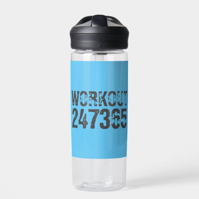 Abgelaufener und kratzter Text Workout 247365 Blau Trinkflasche (Vorderseite)