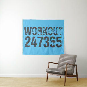 Abgelaufener und kratzter Text Workout 247365 Blau Wandteppich