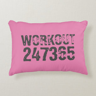 Abgelaufener und kratzter Text Workout 247365 rosa Dekokissen