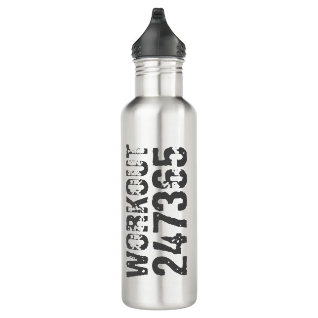 Abgelaufener und kratzter Text Workout 247365 rosa Edelstahlflasche (Rechts)