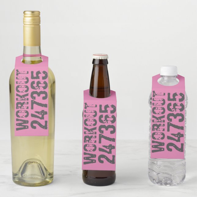 Abgelaufener und kratzter Text Workout 247365 rosa Flaschenanhänger (Beispiel)