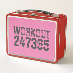 Abgelaufener und kratzter Text Workout 247365 rosa Metall Brotdose