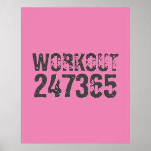 Abgelaufener und kratzter Text Workout 247365 rosa Poster