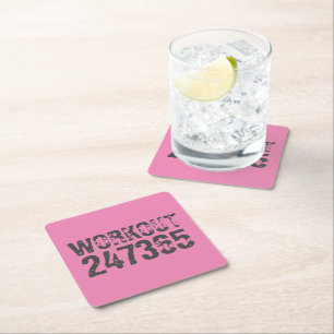 Abgelaufener und kratzter Text Workout 247365 rosa Rechteckiger Pappuntersetzer